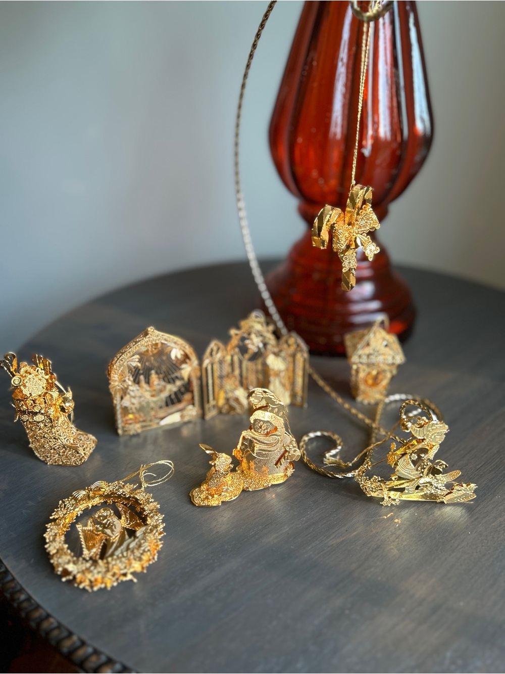 The Danbury Mint Gold Plated Christmas Ornaments Set Of 12 2002 & 2004